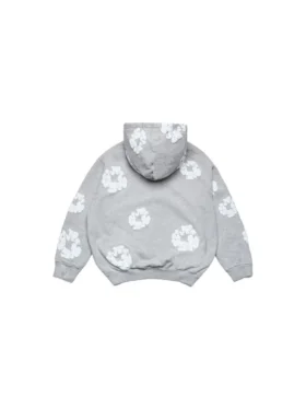 Kinderhoodie met rits en Cotton Wreath-motief, grijs