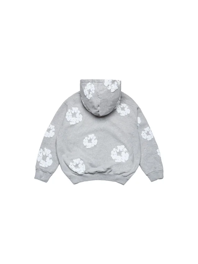 Kinderhoodie met rits en Cotton Wreath-motief, grijs