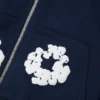 Kinderhoodie met rits en Cotton Wreath-motief, marineblauw