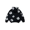 Kinderhoodie met rits en Cotton Wreath-motief, zwart