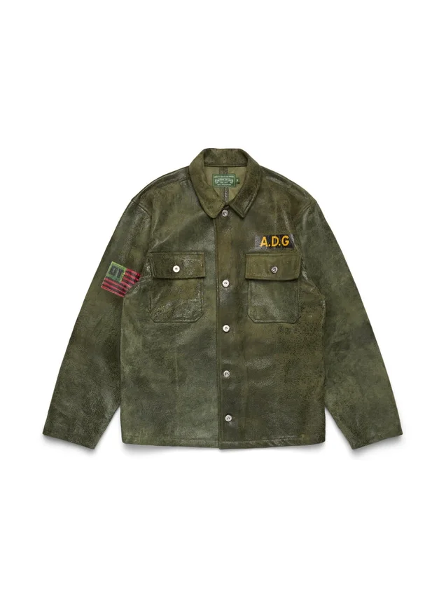 Leren Jungle-shirt legergroen