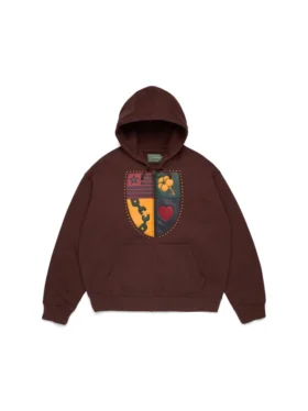 Libertas Crest hoodie met rits, gewassen bruin