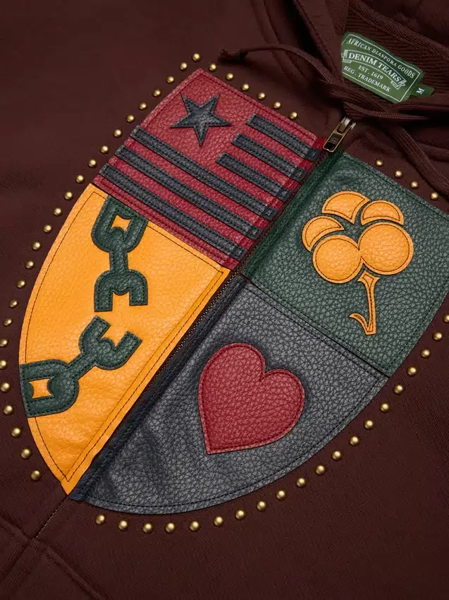 Libertas Crest hoodie met rits, gewassen bruin