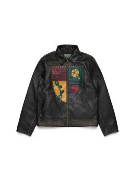 Libertas Crest leren jas, gewassen zwart