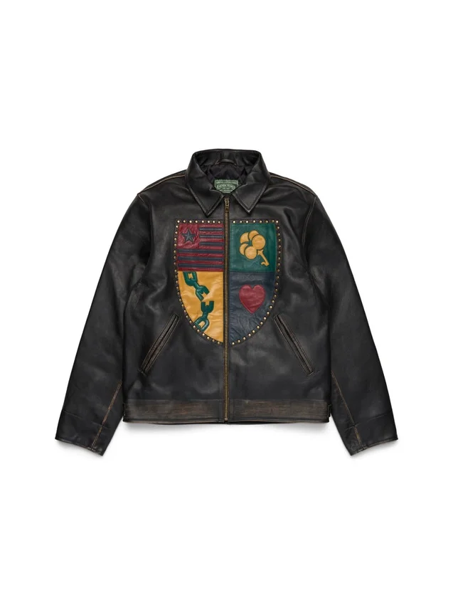 Libertas Crest leren jas, gewassen zwart