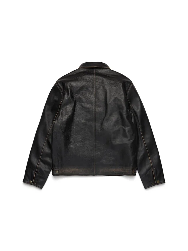 Libertas Crest leren jas, gewassen zwart