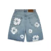 Lichtgewassen katoenen Denim-short met Cotton Wreath-motief
