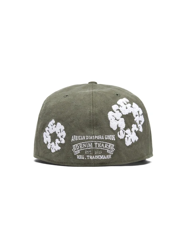 New Era 59FIFTY Cotton Wreath canvas fitted pet met katoenen krans, olijfgroen