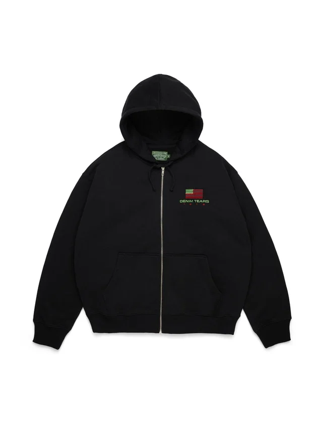 Pan-Afrikaanse hoodie met rits, zwart