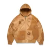Patchwork leren/suède Cotton Wreath Hoodie, bruin
