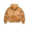 Patchwork leren/suède Cotton Wreath Hoodie, bruin