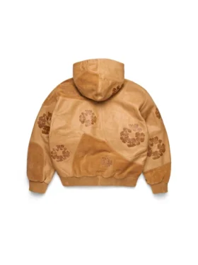 Patchwork leren/suède Cotton Wreath Hoodie, bruin