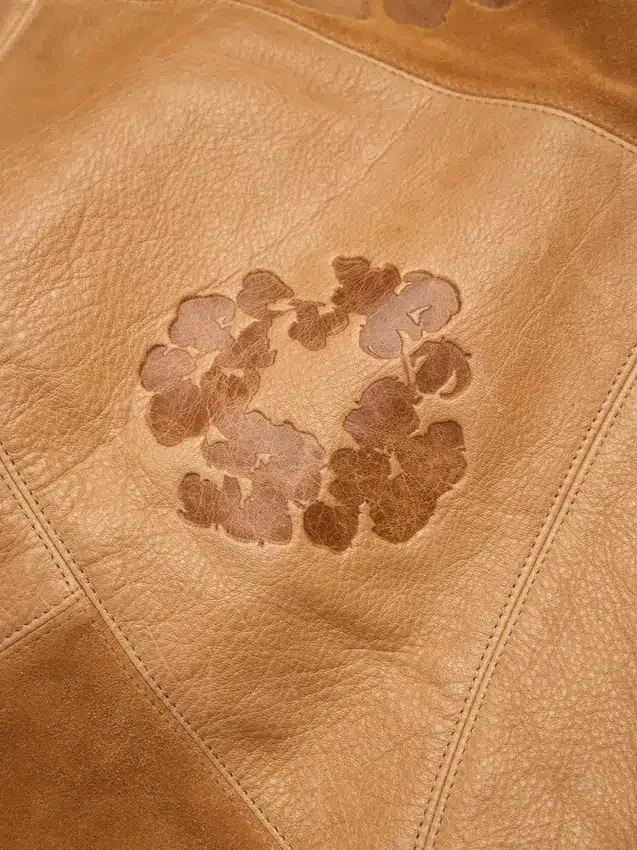 Patchwork leren/suède Cotton Wreath Hoodie, bruin
