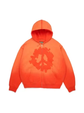 Peace Wreath Knockout-hoodie met rits, oranje