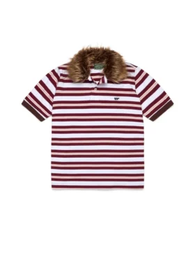Polo met panterbontkraag, rood