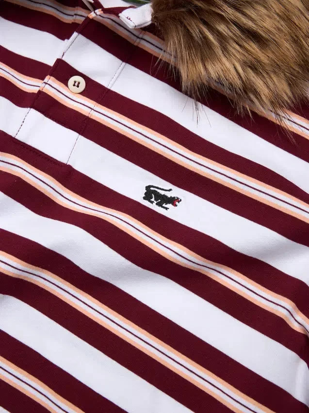 Polo met panterbontkraag, rood