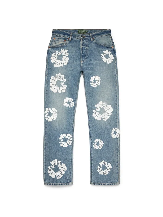 Rechte Cotton Wreath-denimbroek, lichte wassing
