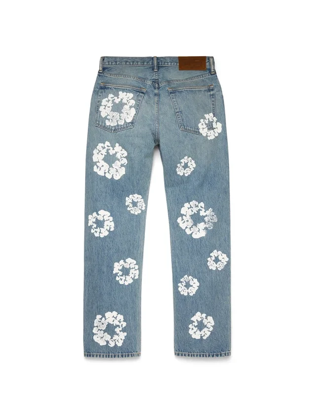 Rechte Cotton Wreath-denimbroek, lichte wassing