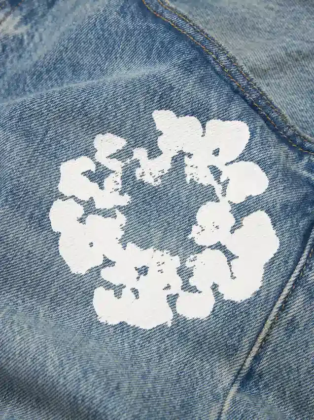 Rechte Cotton Wreath-denimbroek, lichte wassing