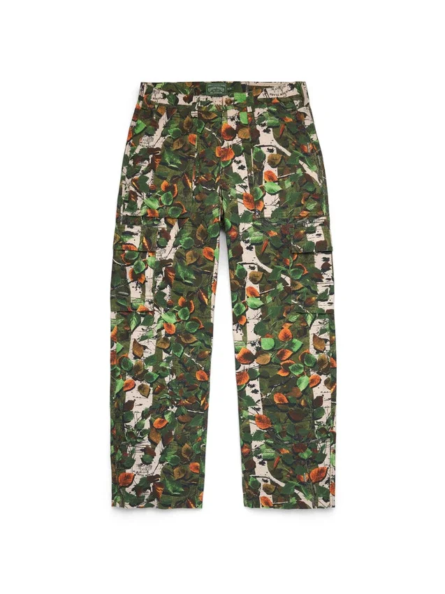 Seizoensgebonden cargobroek, groen camouflage