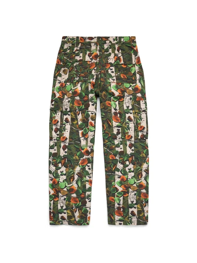 Seizoensgebonden cargobroek, groen camouflage