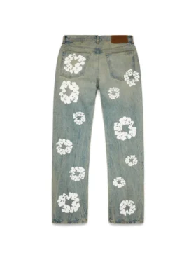 Straight Cotton Wreath-denimbroek met ‘Dirty Wash’-effect