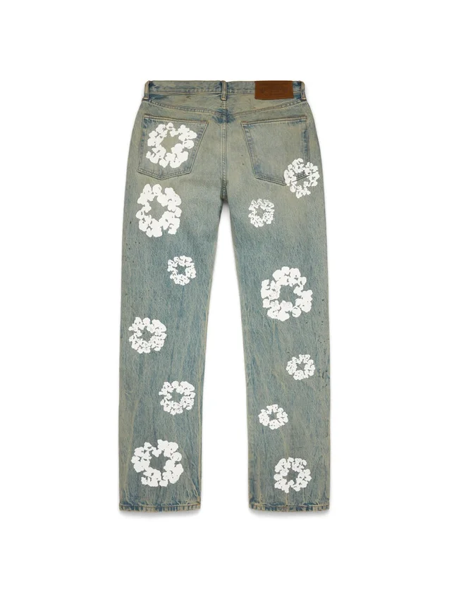 Straight Cotton Wreath-denimbroek met ‘Dirty Wash’-effect