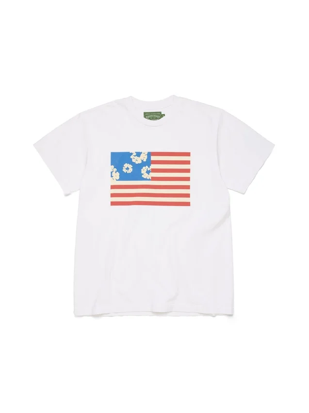 T-shirt met vlag en krans, wit