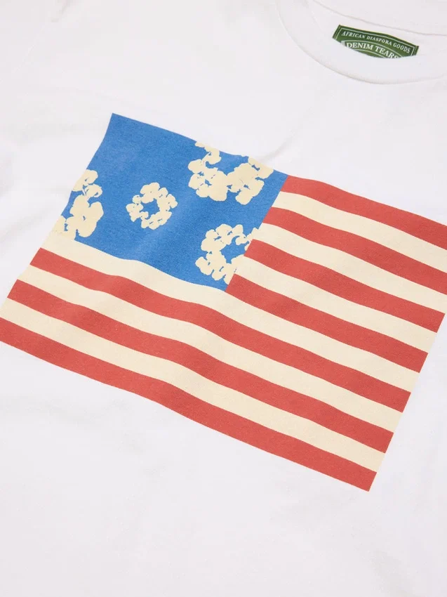 T-shirt met vlag en krans, wit