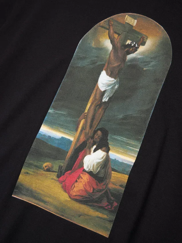 T-shirt 'St. Maria Magdalena aan de voet van het kruis' - zwart